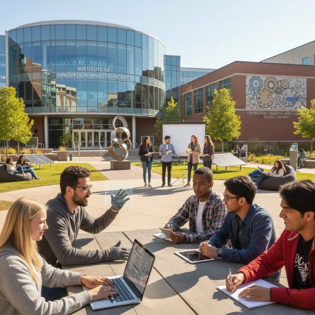 college students exploring innovative scholarship opportunities in the USA, showcasing creativity, technology, and leadership.